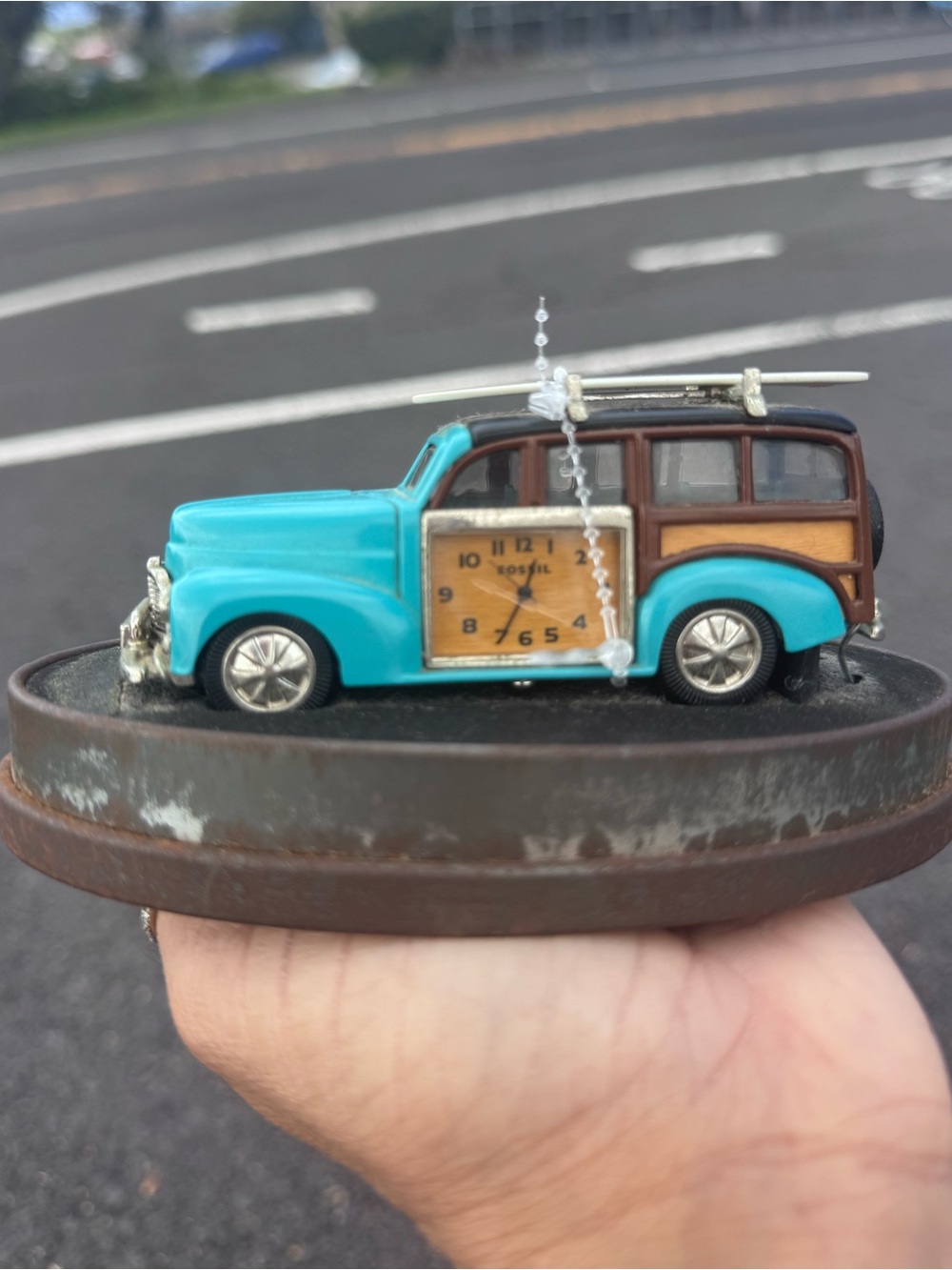 Vintage Fossil Limited Edition Woody Surf Wagon Desk Clock